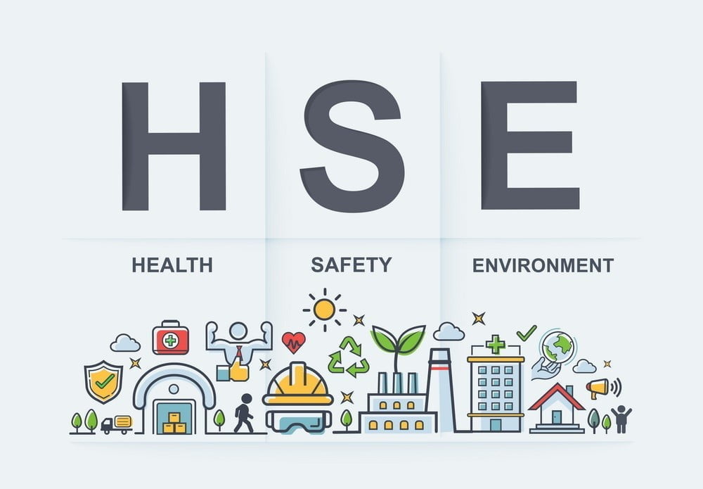 HSE - Health Safety Environment acronym Banner web icon for business and organization. Standard Safe Industrial Work and industrial. Poster design.